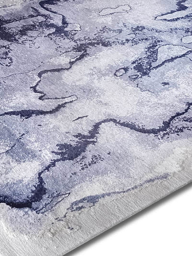 Tapis noué main Mono Bleu