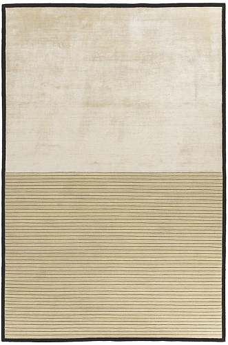 Tapis Rayé Beige en Laine & Viscose