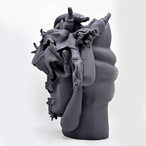 Sculpture Tête De Maure Grise
