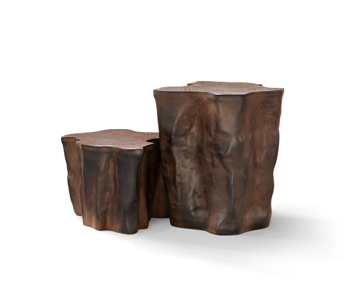 Table d'Appoint en Céramique Brun Foncé Horizon