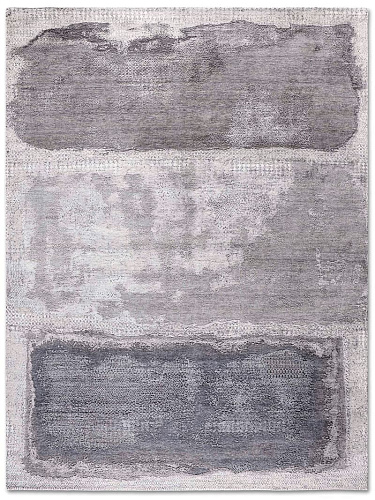 Tapis tissé main Argent Blanc Gris