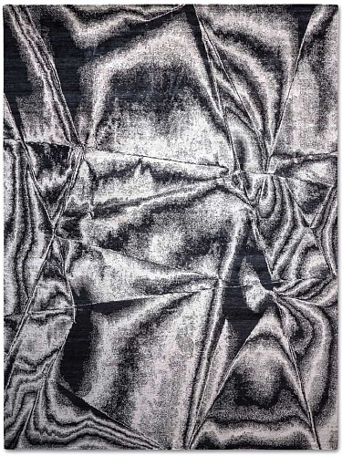 Tapis noué main Noir & Blanc Véritable