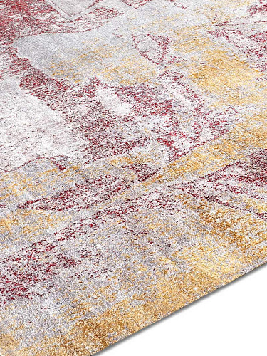 Tapis noué main Or / Corail