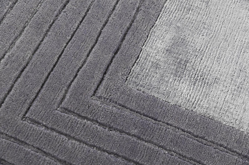 Tapis à Cadre Gris en Laine & Viscose