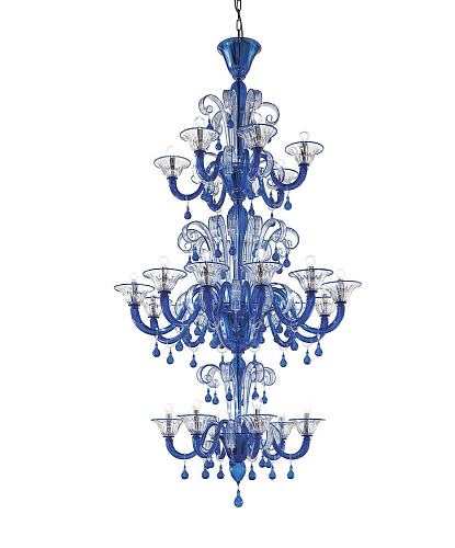 Lustre classique en verre de Murano bleu pâle