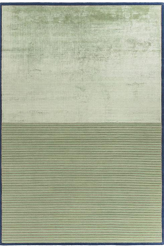 Tapis Rayé Vert en Laine & Viscose
