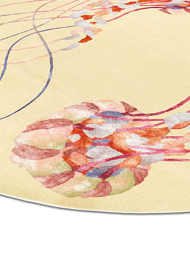 Tapis noué main Méduse Rond