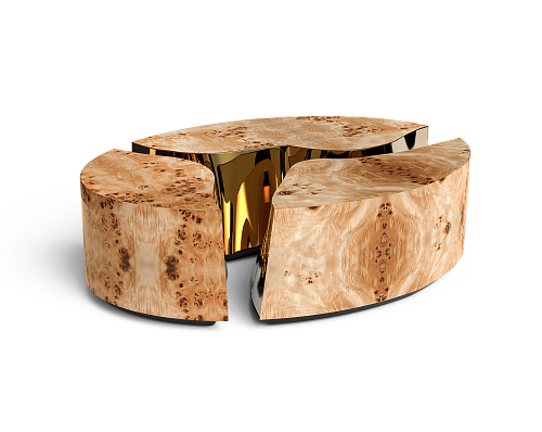 Table Basse Ovale Peuplier Fissure