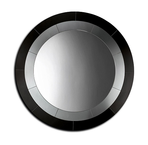 Miroir Rond en Verre Fumé avec Incrustations Élégantes
