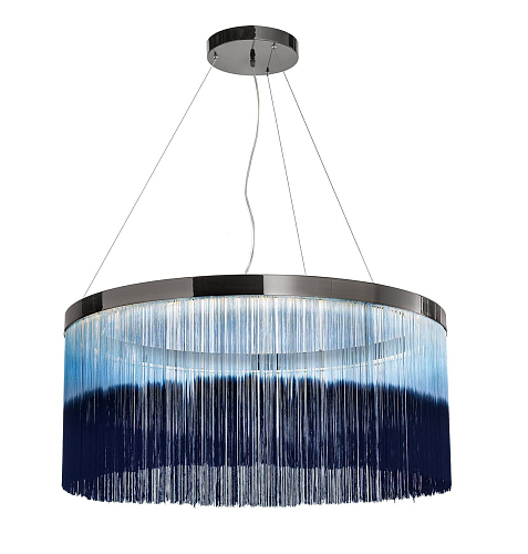 Lustre Anneau Nickel Foncé avec Franges Peintes à la Main