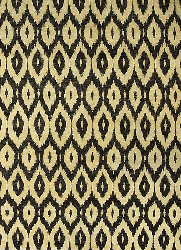 Tapis Jaune en Laine Ikat Noué à la Main