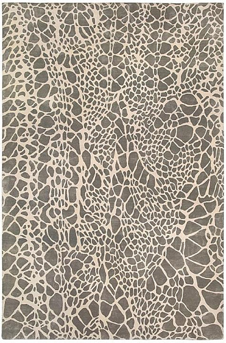 Tapis Diamant Beige / Gris Noué à la Main