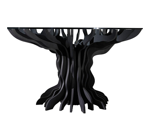 Table de Salle à Manger en Bois Noir et Verre