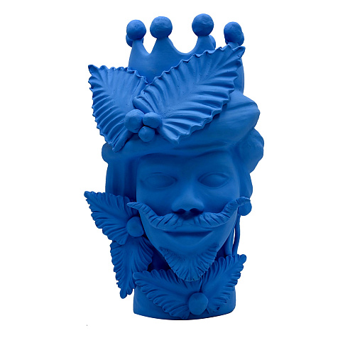 Sculpture Tête De Maure Bleu