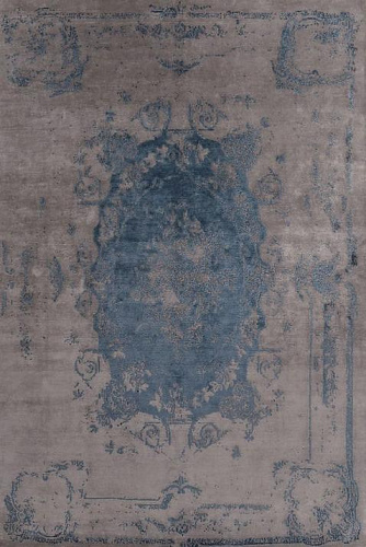 Tapis Bleu en Soie de Bambou