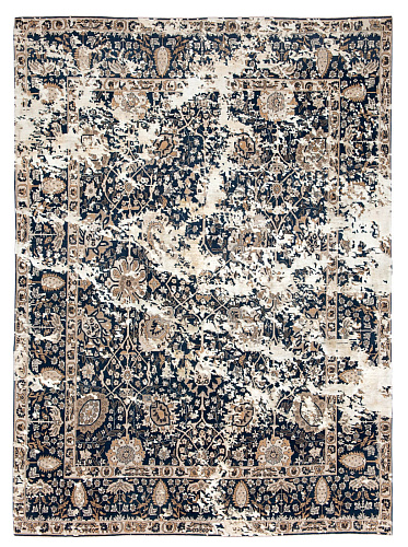 Tapis Tabriz Riverside Ciel Noir Beige Soie