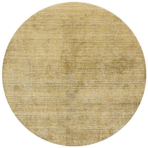 Tapis Rond Doré en Soie de Bambou
