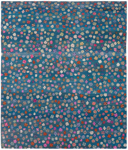 Tapis Petites Fleurs Bleu Vif