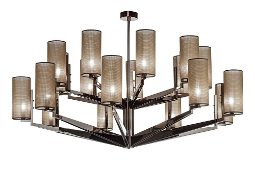 Lustre Araignée Nickel Noir avec Abat-Jours en Tissu