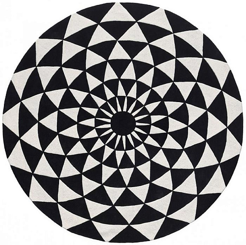 Tapis Rond Noir & Blanc