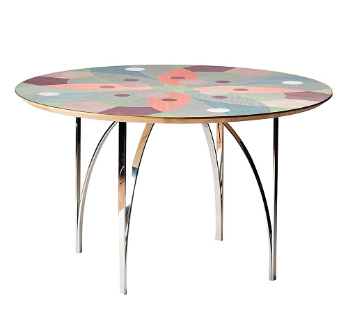 Table de Salle à Manger Plaquée Multicolore