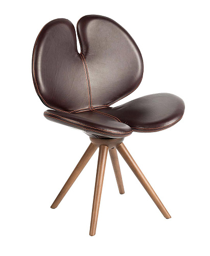 Chaise Pansè en laine et cuir