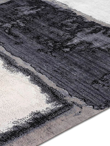 Tapis fait main de luxe Argent / Noir
