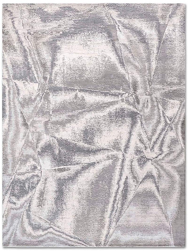 Tapis noué main Argent Véritable