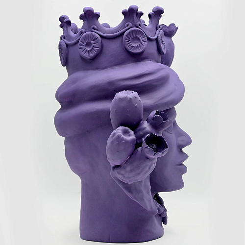 Sculpture Tête De Maure Violette
