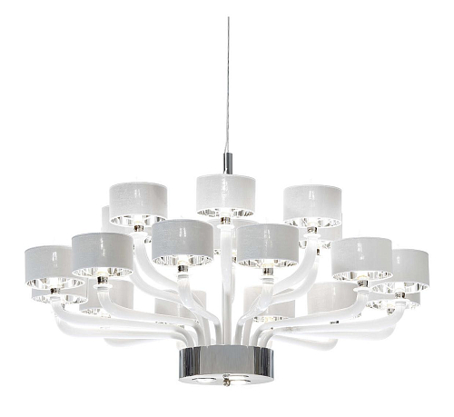 Lustre à Bras en Verre Blanc de Murano Finition Nickel
