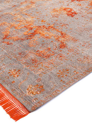 Tapis No. 05 Orange Cuivré sur Gris Naturel
