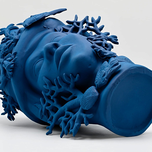 Sculpture Tête De Maure Bleu Royal Artisanale