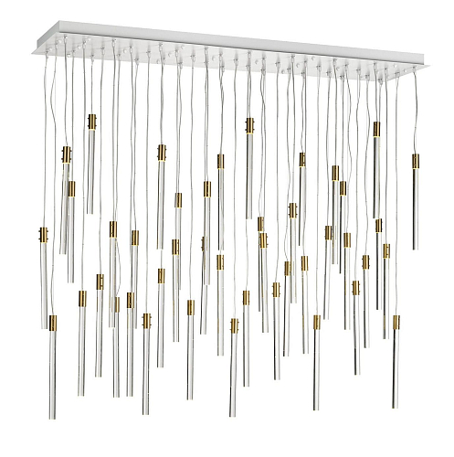 Lustre Contemporain avec 43 Pendentifs en Verre Transparent