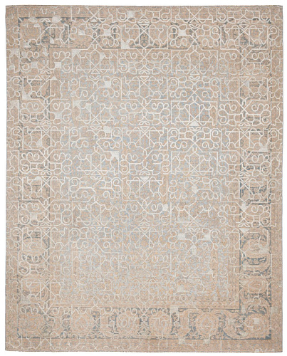 Tapis Tabriz Wooster Hayat 1 Bleu Ciel Gris Argent Soie