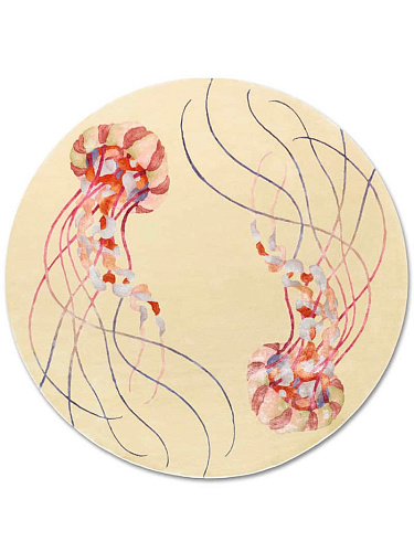 Tapis noué main Méduse Rond
