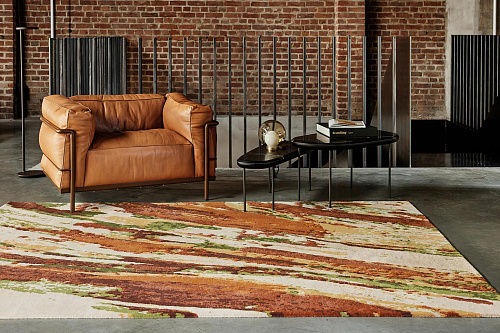 Tapis Flux brique noué main