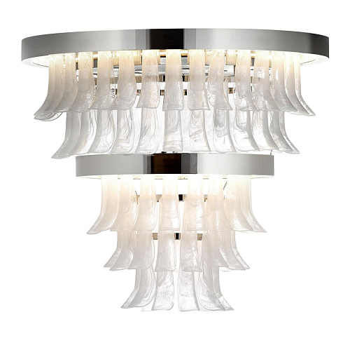 Lustre en Nickel Poli et Verre de Murano