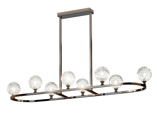 Lustre Nickel Noir avec Sphères en Pyrex Miel