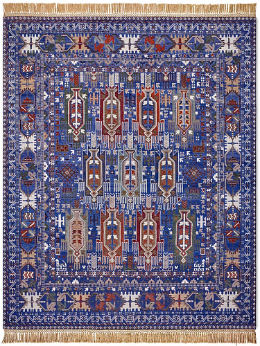 Tapis Baloutche Inversé Original sur Bleu Minuit