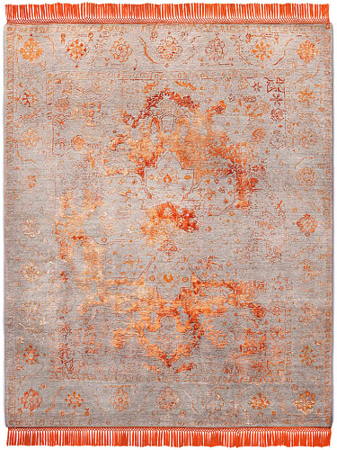 Tapis No. 05 Orange Cuivré sur Gris Naturel