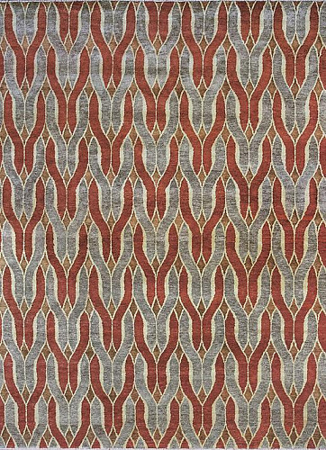 Tapis en Laine Ikat Noué à la Main