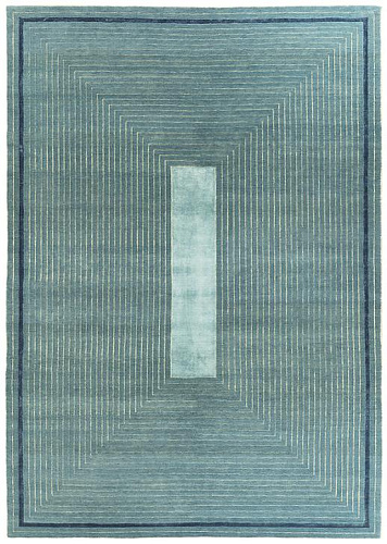 Tapis à Cadre Turquoise en Laine & Viscose