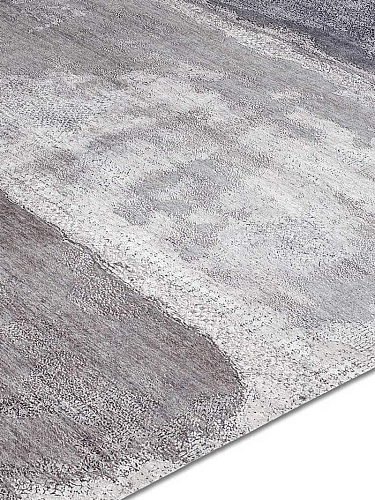 Tapis tissé main Argent Blanc Gris
