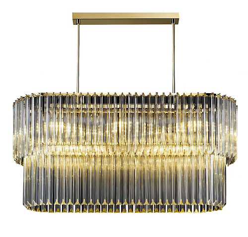 Lustre Ovale en Or Antique avec Verre Triedro Transparent