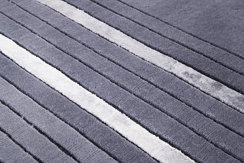 Tapis Géométrique en Laine et Viscose Noué à la Main