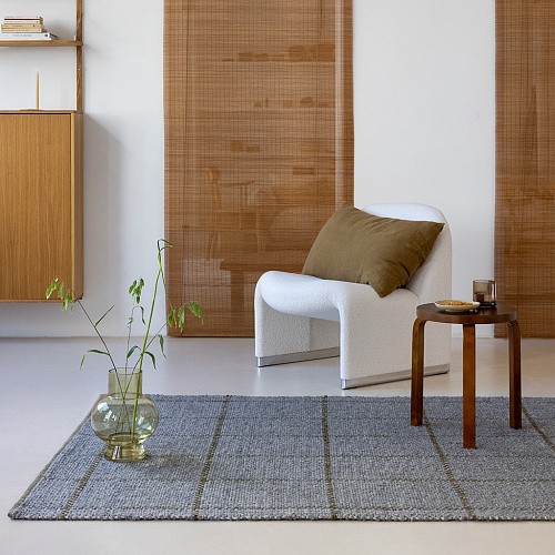Tapis Artisan Matière Carreaux Ardoise/Olive