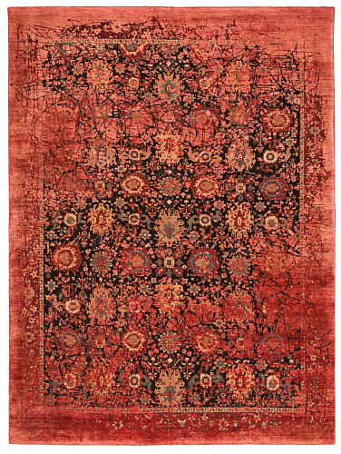 Tapis Bidjar Paddington Plaisir Noir Rouge Soie