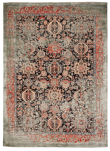 Tapis Bidjar Piccadilly Plaisir Noir Gris Soie