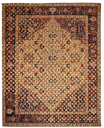 Tapis Serapi Queensbury Cœur Brisé Jaune Doré Soie