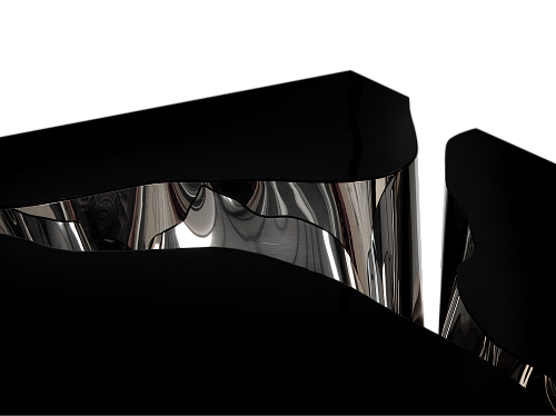 Table Centrale Noir & Argent Fissure
